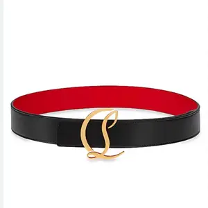 Pre-owned Christian Louboutin Leather Belt CL Logo Black Size 85
