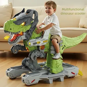 Large Plastic Electric T-Rex Dinosaur Ride-On Toy Car, Mechanical Sliding Vehicle with Realistic Roaring Sound & Mist Spray, Interactive Toy to Reduce Screen Time, Ideal Gift for Kids