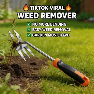 Garden Tools, 2-in-1 Hand Weeder Puller, Heavy Duty Stainless Steel Gardening Hand Tool for Deep Root Removal, Ergonomic Non-Slip Weed Remover for Lawn Yard Garden