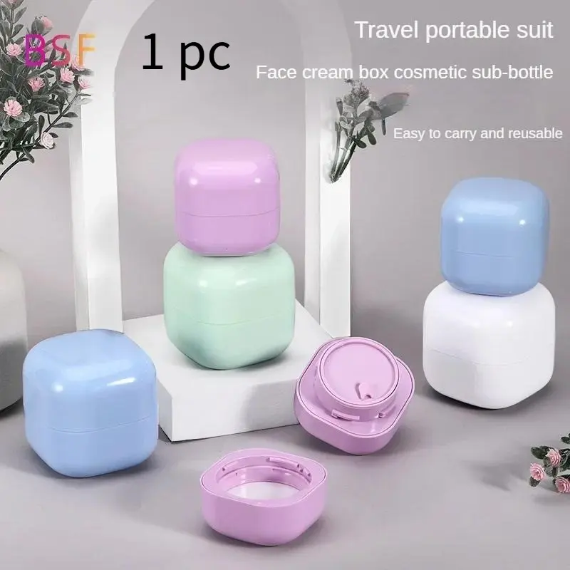 Macaron Square Refillable Reusable Stackable Bottles Empty Bottle Face Cream Lotion Jar Plastic Empty Cosmetic Pot Travel Accessories Storage Bottles Refillable Design Travel Container Bottle