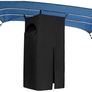 600D Heavy Duty Boat Privacy Tent, Portable Hanging Changing Room for Bimini Top Pontoons with Storage Bag, Black (27" W x 30" D x 72"-84" H)