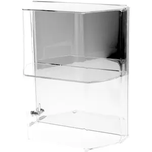 Plymor Clear Acrylic Locking Display Case with Angled Sides and Sliding Back, 1 Shelf (Mirrored), 12.75" H x 10.5" W x 5.5" D