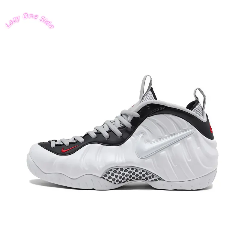 All White Foam Mid Top Retro Basketball Sneakers Black Fabric Collar Red Mini Swoosh Transparent Clear Rubber Outsole Two Tone Sports Unisex Trend Footwear