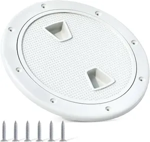 4" 6" 8"Boat Hatch,Deck Plates for Boats,Round Non Slip Inspection Hatch,Detachable Cover, Suitable for Ships, RV, Outdoor Facilities,ABS White Plastic,Attached Screw(1 PCS)