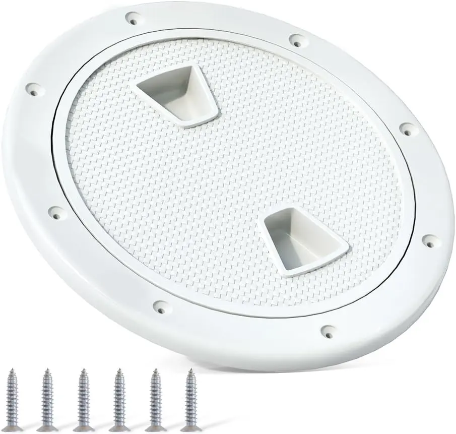 Round Non-Slip ABS Plastic Hatch Cover, Boat & RV Deck Accessories with Removable Lid and Screws - Available in 4, 6, & 8-Inch Sizes, Detachable Cap, Round Boat Hatch Deck Plate, 4/6/8 In Sizes, Boating