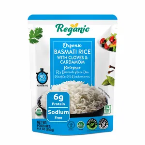 Reganic Organic Basmati Rice With Cloves & Cardamom, Ready to Eat Microwaveable Rice, 8.8 oz (Pack of 6) Flavor Grain