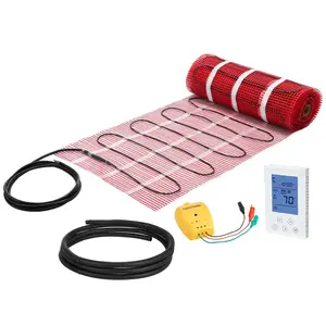 VEVOR 70 sqft Self-Adhesive Mesh Floor Heating Mat System,  120V Electric Radiant Heated Floor System, with Smart Control Thermostat & Alarm, Easy Installation for Tile, Stone, Vinyl
