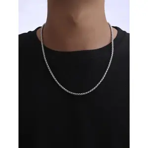 European and American Style Unisex Silvery Square Chain, Niche and Exquisite Necklace, Versatile for Daily Use