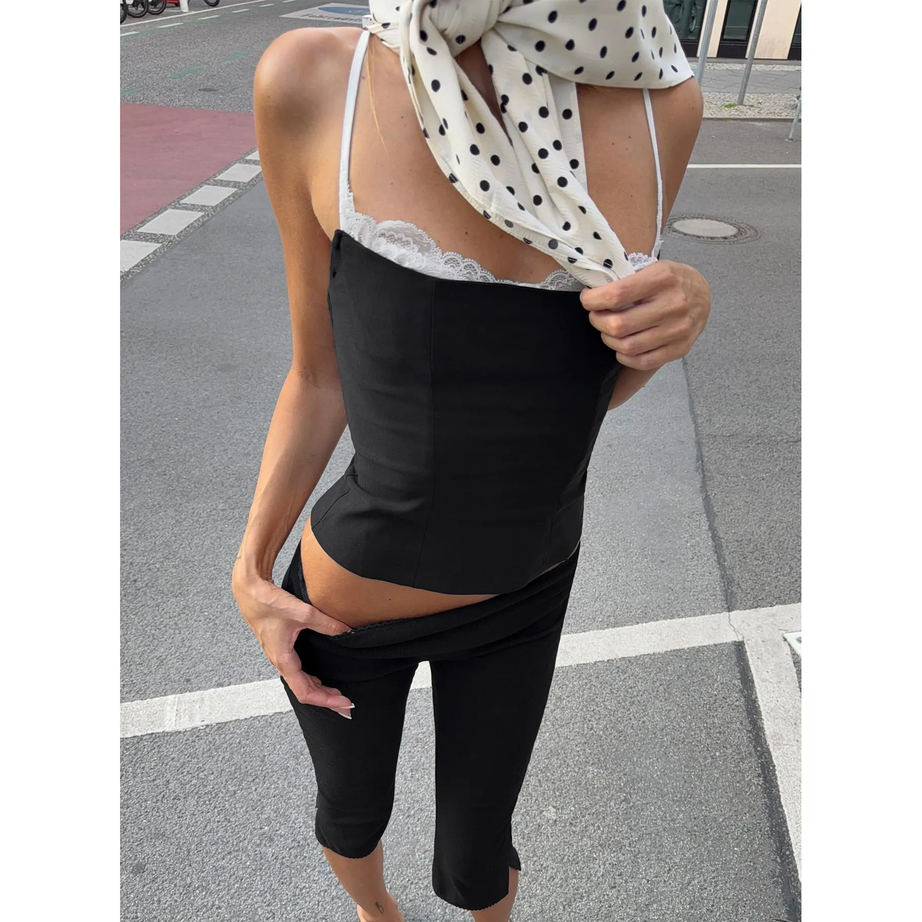 Renaissance Corset Lace Top Black / White