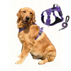 Dog Harness with Leash Anti-escape Reflective Pet Harness Adjustable Oxford Cloth Easy-to-control Handle Suitable for Small and Large Dogs