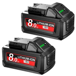 New Upgrade 2-Pack 18V 8.0Ah Replacement for Milwaukee M18 Battery with LCD Display, LED Light & PD-Ready USB-C Port – Compatible with 48-11-1850, 48-11-1840, 48-11-1852, 48-11-1815 – Lithium-Ion for Cordless Tools