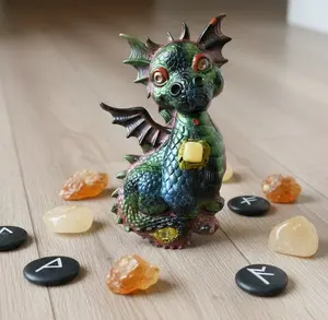 Lucky Dragon / Feng Shui Dragon / Epoxy Handmade Resin Dragon with Natural Stones / Energy Protection Amulet / Spiritual Guardian / Mystical Décor/Feng Shui