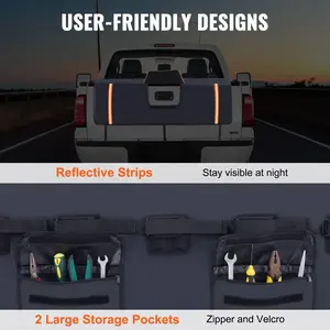 Spring new arrivals Tailgate Bike Pad, 53" Truck Tailgate Pad Carry 5 Mountain Bikes, Upgraded Grooves Tailgate Protection Pad with Reflective Strips and Tool Pockets, with Camera Opening for Mid-Size Pickup Trucks