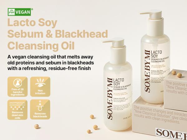 [SOME BY MI] Lacto Soy Sebum & Blackhead Cleansing Oil Makeup Remover 6.76oz, 200ml - Daily Vegan Makeup-Removing Korean Cosmetic Cleanser