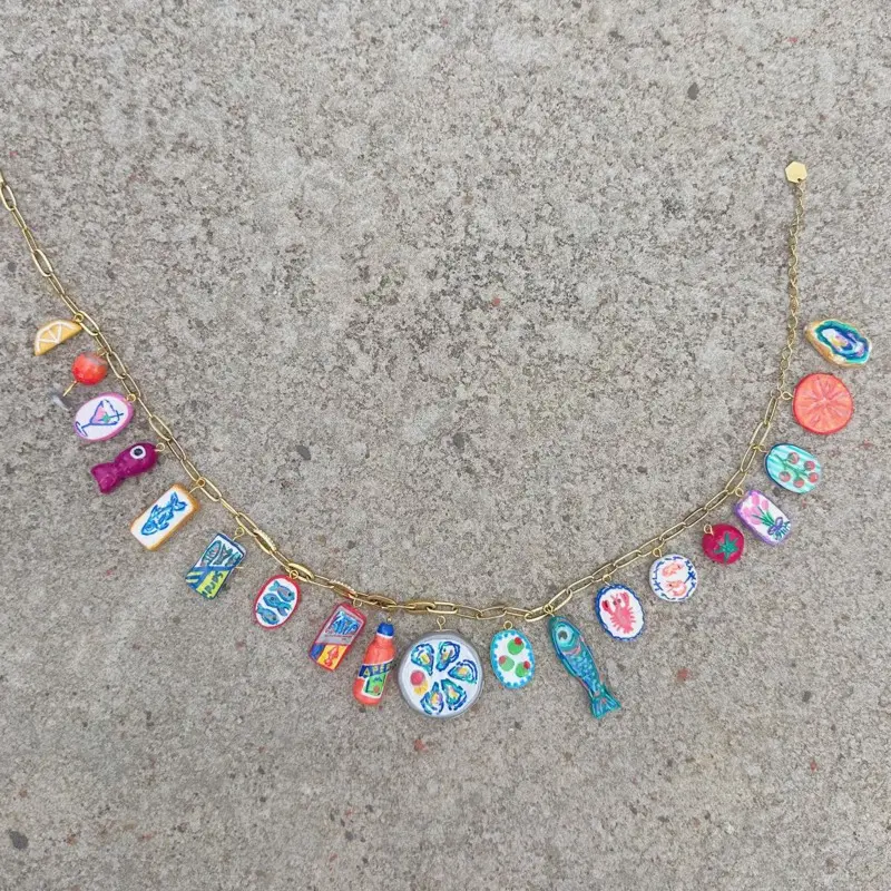 Custom Charm Necklace with Colorful Charms and Unique Design Elements