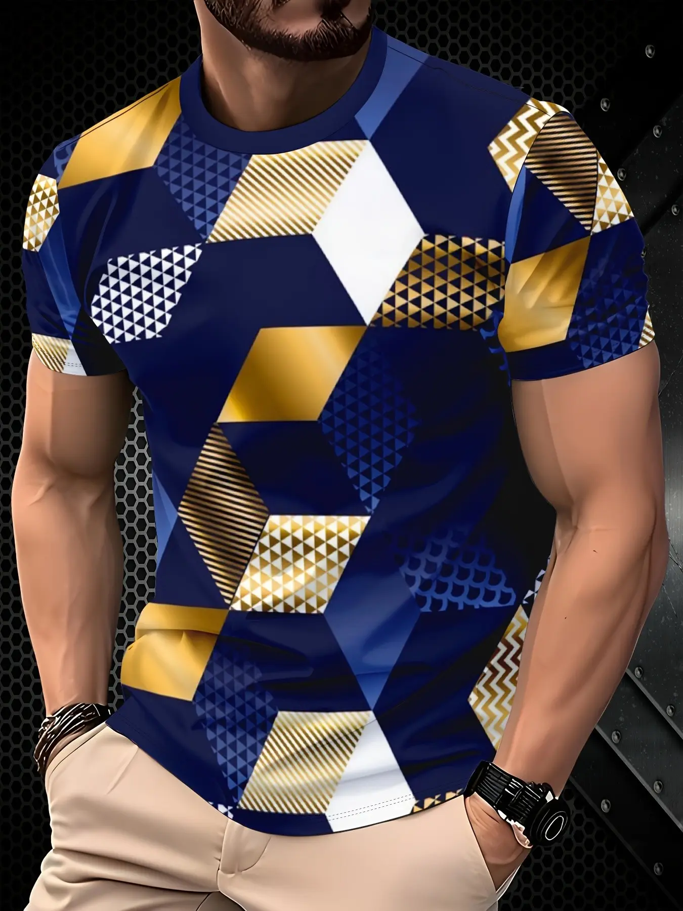 Men's Casual Sports 3D Printed Pattern T-Shirt, Active T Shirts, Athletic Activewear, Casual Fitness Wear, Fitness Athletic Streetwear, Vibrant street design, breathable crew neck, regular fit, machine washable summer casual top