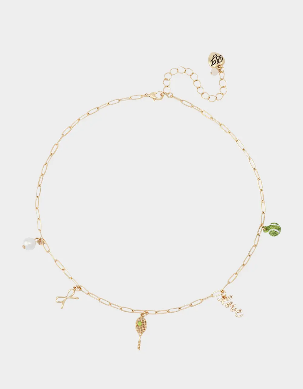 TENNIS RACQUET FRONTAL NECKLACE GREEN