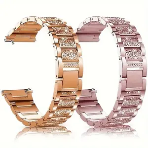 20mm Watch Band For Samsung Galaxy Watch 6/7/5 Pro/4/6 Classic Stainless Steel Engraved Bracelet Correa Huawei GT 4-3-2e Strap, Smartwatch Strap, 20mm Watch Strap For Garmin Vivoactive 5 3 Venu SQ 2 Plus Band For Huawei Watch GT2 GT 3 42mm Wristband