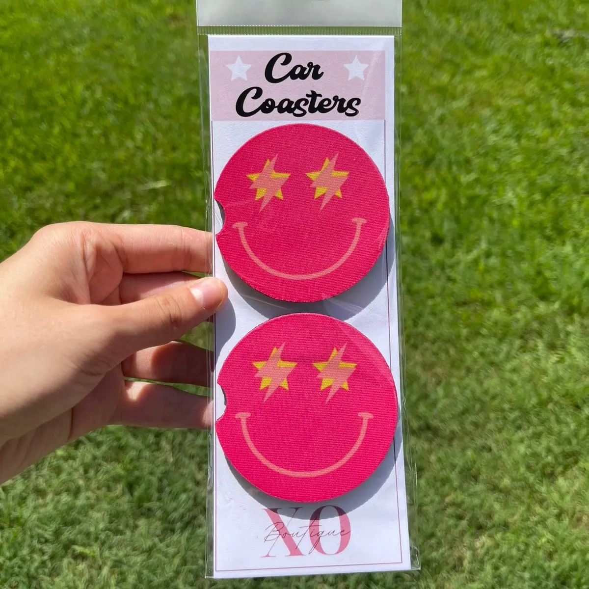 Pink Smile Car Coasters Pink Smile Car Coasters