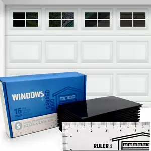 & Glossy  Garage Door Windows (Size Small) - Looks Like Real Window Panels/Faux Panes - Easy to Align & Will Never Fall (Upgraded ) | Fits 1  Garage | 16 count 3.25"X5.5"