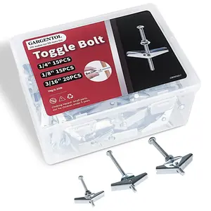 Heavy Duty Toggle Bolts and Wing Nut Kit 50 Sets- 1/8", 3/16", 1/4" Drywall Anchors & Screws Assortment with Nuts & Washers for Wall Mounting & Hanging
