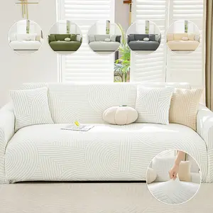 Modern Abstract Style Sofa Cover, Elastic Fabric, Geometric Curves Design, Multiple Colors Available, Easy Installation