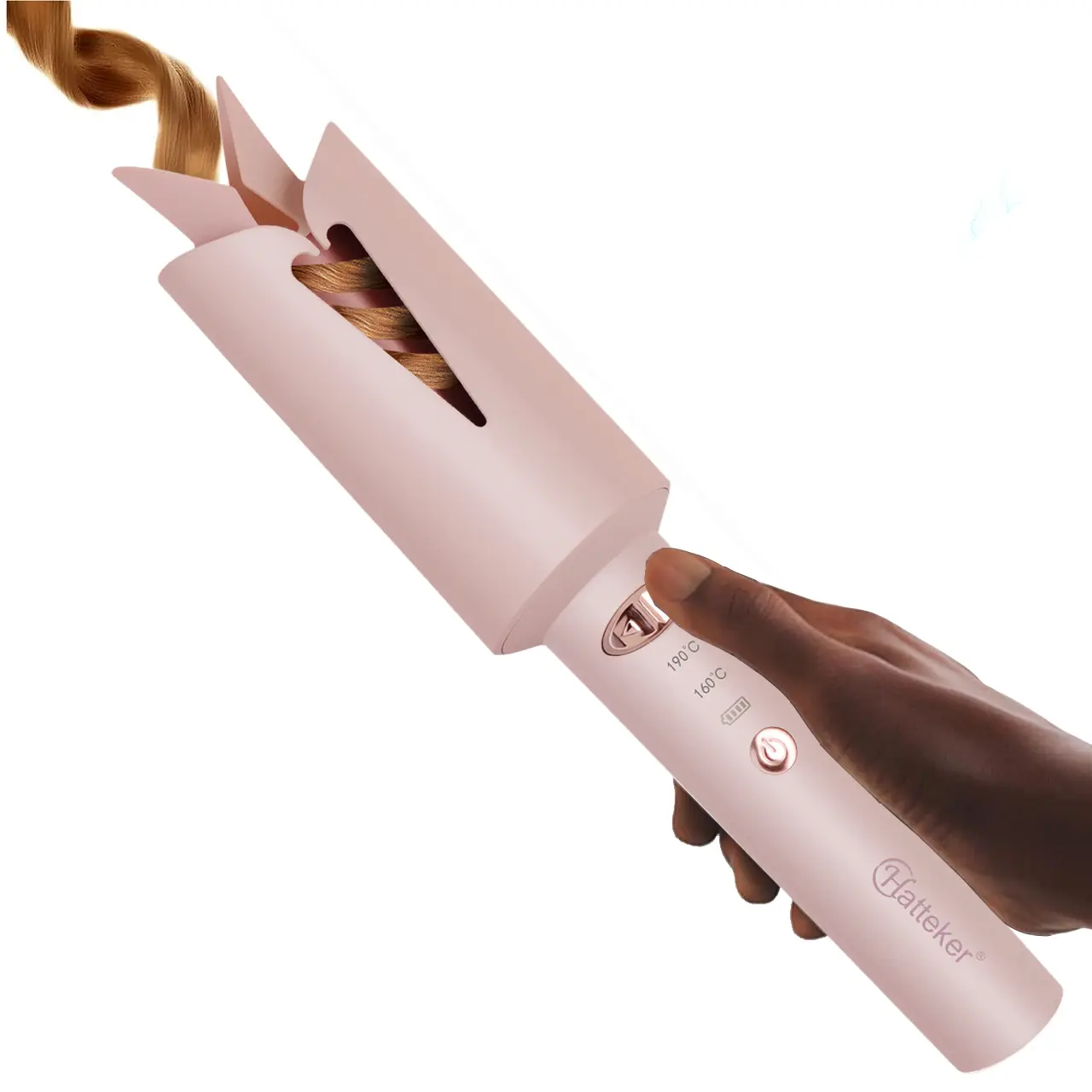 Automatic Rotating Curling Iron, Rechargeable Hair Curler, Self Rotating Curler, Heated Curler, Beach Waves Curls and Waves Curling Wand, Portable Electric Hair Styling Tool for Women, Cordless Curling Iron, USB Rechargeable & Lightweight for Travel