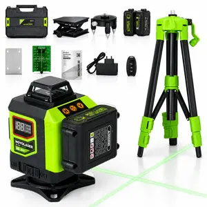 【DealsForYouDays】NOVULASER 12/16 Lines Green Laser Level with Tripod, 3D/4D Self Leveling Cross Line Laser Tool with Smart LED Display & 2 Batteries for DIY, Tile, Home Improvement