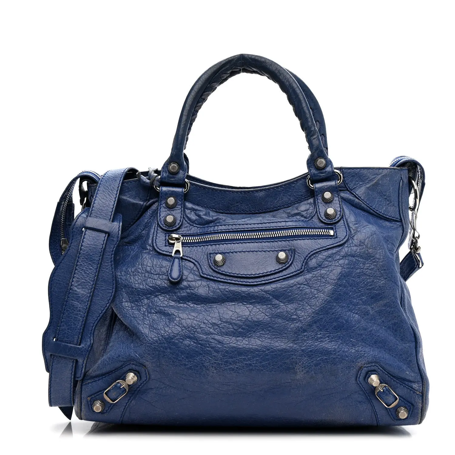 Pre-owned Balenciaga Agneau Lambskin Crossbody Bags Agneau Giant 12 Silver Hardware Velo Bleu Glacier