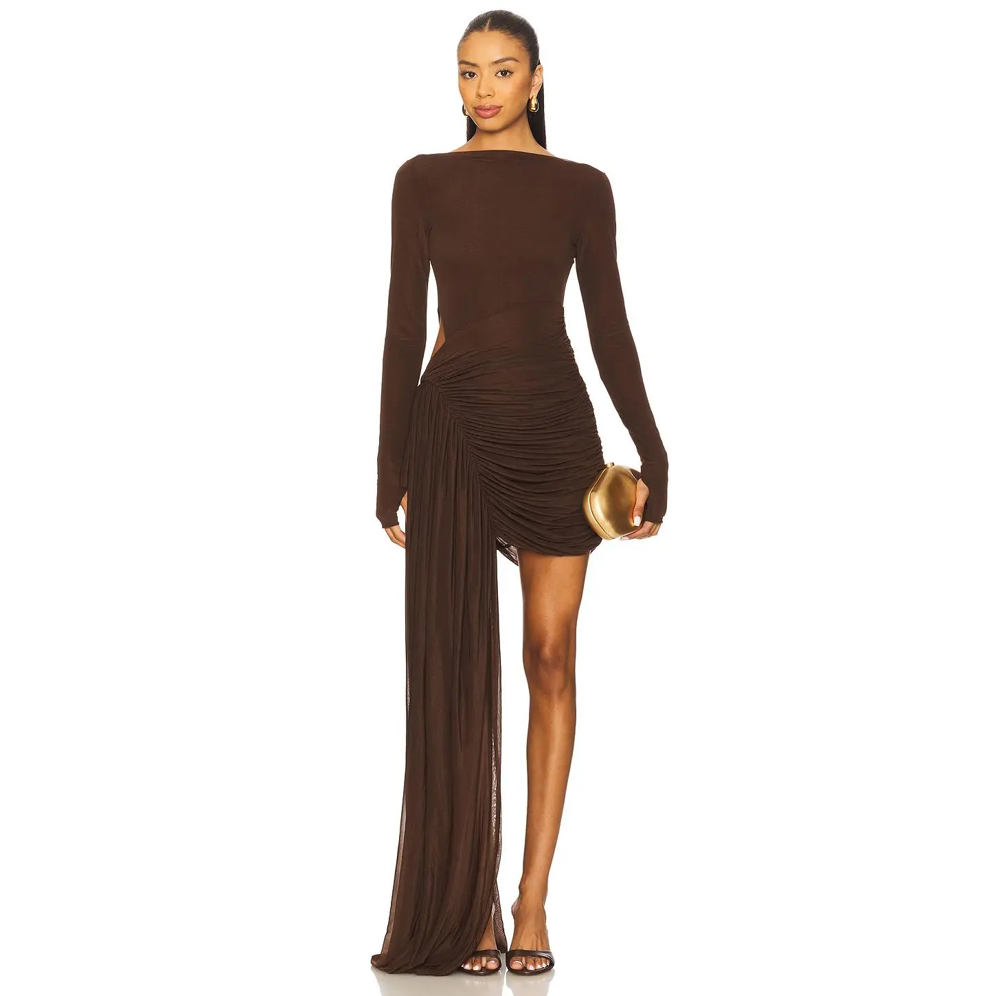 MISHA The Sari Stocking Mini Dress in Chocolate