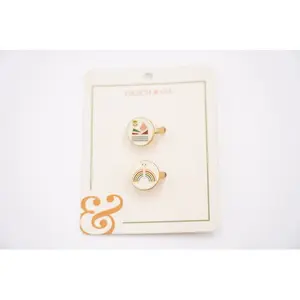 Enamel Rings Set - Landscape+Rainbow