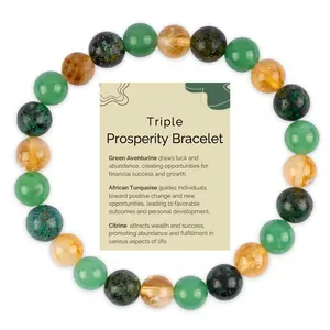 Prosperity Bracelet - Green Aventurine, African Turquoise, and Citrine Crystal Healing Stones - Beaded Bracelet, Spiritual Gifts