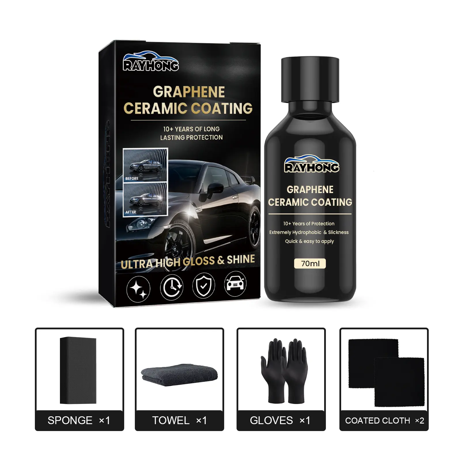 Rayhong Car Graphene Ceramic Coating Super Flowing Crystal Plating Waterproof Coating Glaze Maintenance Car Paint