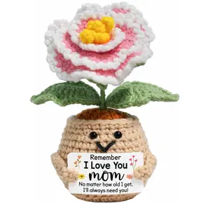 Gifts for Mom from Daughter, Son - Cute Mothers Day, Birthday Gifts for Mom - Mothers Day Crochet for Mother Daughter - Inspirational Positive Support Peony Flower Crochet