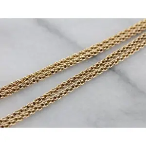 Long Woven Yellow Gold Chain, Gorgeous Vintage Opera Length Chain