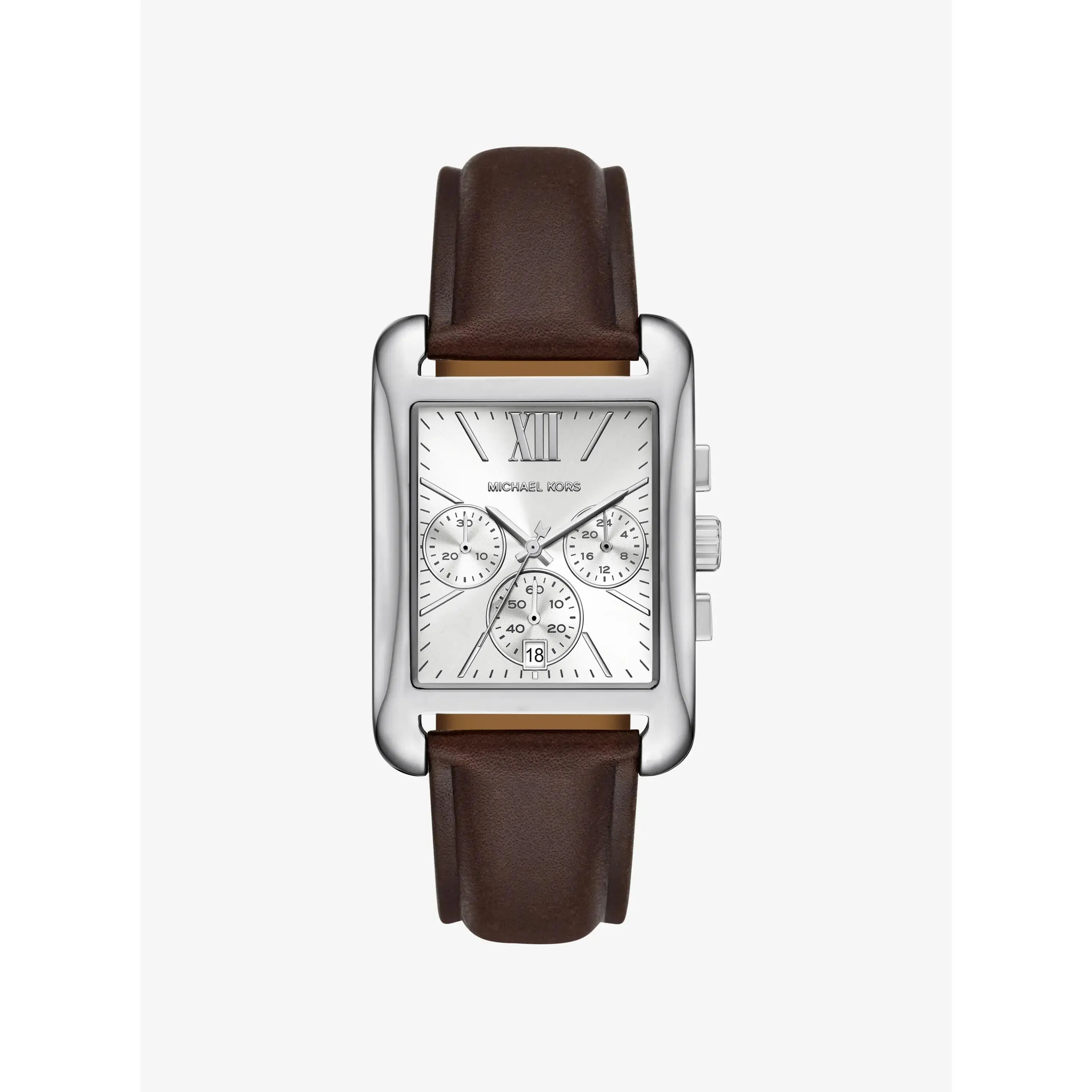 Monroe Silver-Tone and Leather Watch