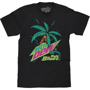 100% Cotton Men's Casual Graphic Tees T-Shirt with Mountain Dew Baja Blast t shirt