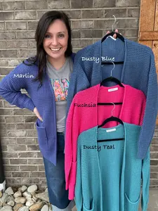 Low Gauge Waffle Open Cardigan Sweater by Zenana *MULTIPLE COLORS*