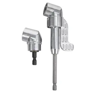 105 Degree Right Angle Driver, Power Screwdriver Drill Extension Attachment Adapter with 1/4" Hex Magnetic Bit Socket and 1/4" Hex Quick Change Drive - Pack of 1, Silver