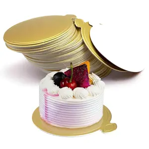 Mini Round Golden Cardboard Cake Base, Mousse Cake Boards 100 count Paper Plates Circle Dessert Board Base