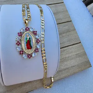 virgen de guadalupe con rosa ,red pendant