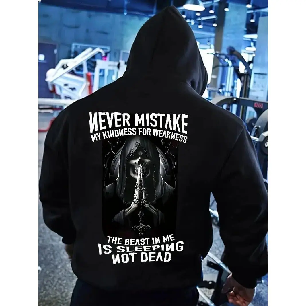 Men's Thick Hoodie - Loose-fitting Flannel Sweatshirt with Front Pockets, Non-stretch Knit Fabric - Suitable for Gym Wear, Street Style, Everyday Wear, and Cold Weather - Casual Pullover Suitable for All Seasons, Unisex - Machine Washable Athletic Jacket,