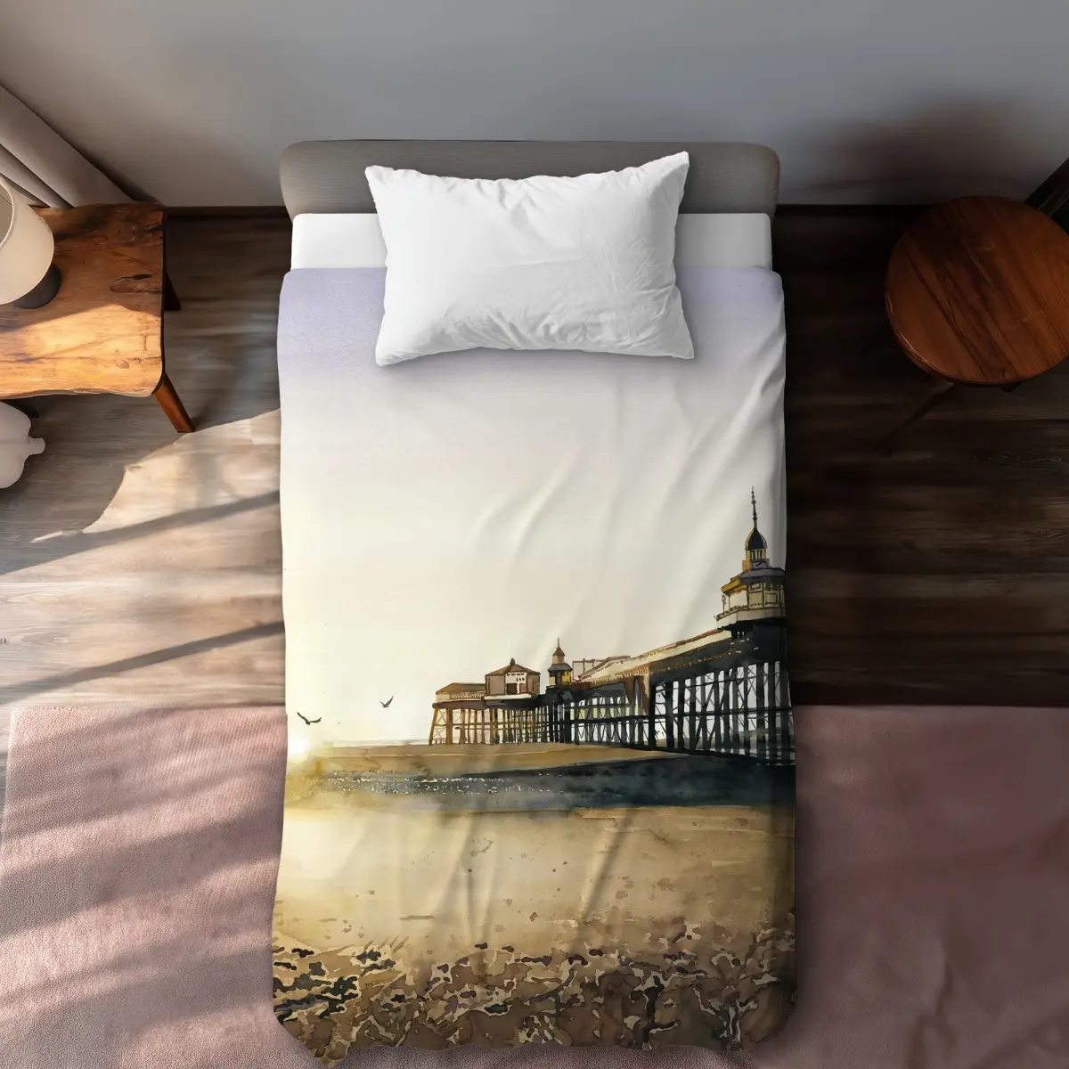 360 Stand Twin Extra Long Decorative Duvet Cover Set - Microfiber Bed Set, Machine Washable, Sunset Beach Hygge Style, Ideal for Home Bedding Decor, Coastal Bedding, Unique Duvet Covers