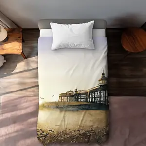 360 Stand Twin Extra Long Decorative Duvet Cover Set - Microfiber Bed Set, Machine Washable, Sunset Beach Hygge Style, Ideal for Home Bedding Decor