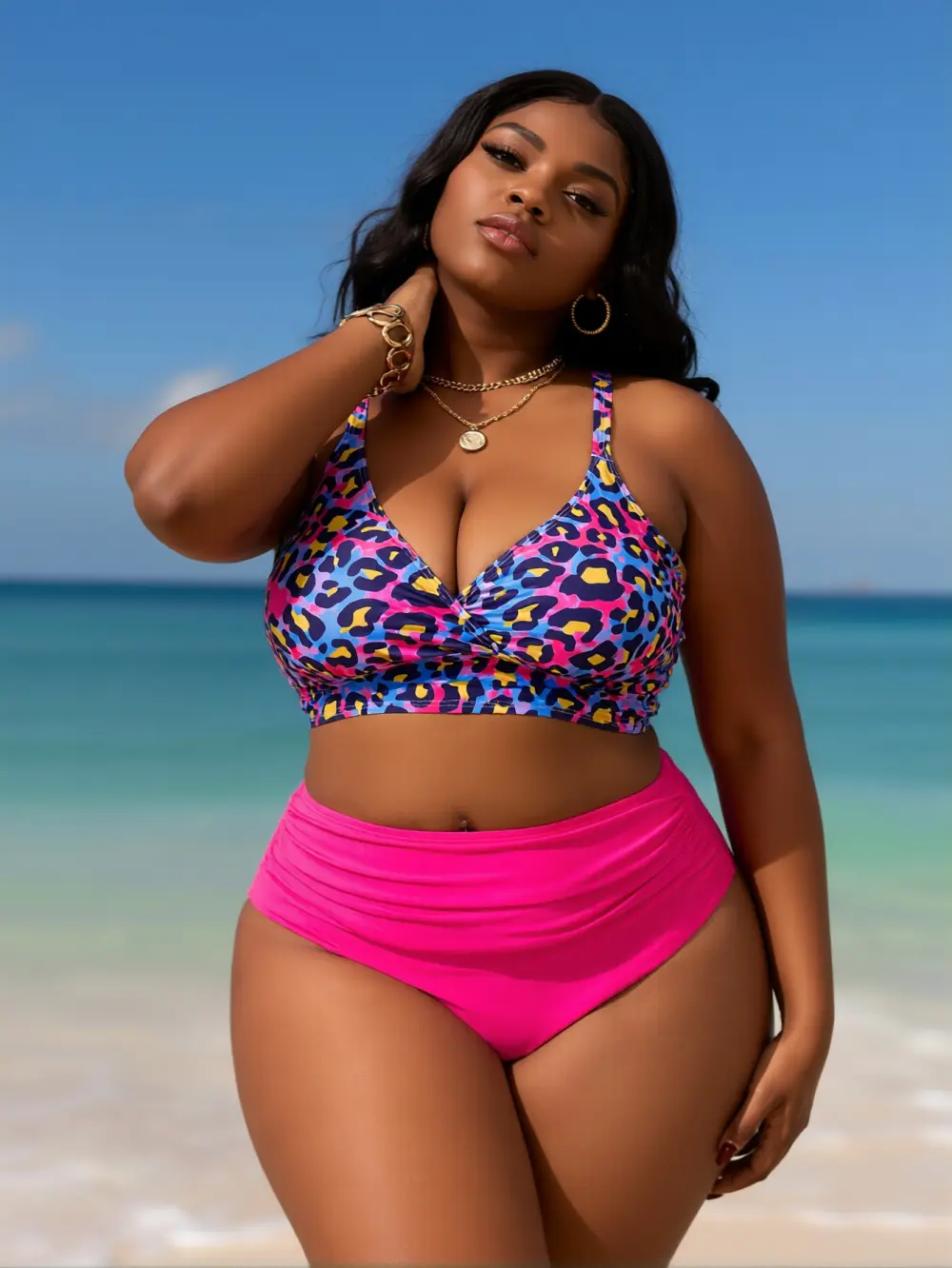 2026 Y2K Curvy Plus Size Sexy Tight Backless Slimming Bikini, High Waist Two-Piece Swimsuit Set