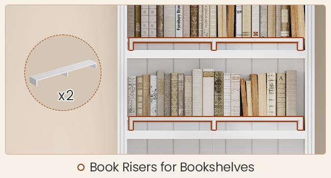 81.2" Tall Arched Cabinet, Bookcase with storage, Modern 6-Tier Bookshelf with Door, 2 Book Risers and Adjustable Shelves for Living Room,Kitchen,Home Office, Space Saving (White)