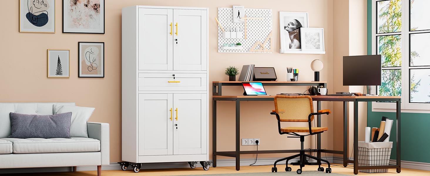 71" Heavy-Duty Metal Garage Storage Cabinet with Locking Doors & Adjustable Shelves – Rolling Tool Cabinet on Wheels, Large Storage Organizer with Drawer for Garage, Warehouse, Workshop (Black) room bathroom 71" Heavy-Duty Metal Garage Storage Cabinet with Locking Doors & Adjustable Shelves – Rolling Tool Cabinet on Wheels, Large Storage Organizer with Drawer for Garage, Warehouse, Workshop (Black) room bathroom