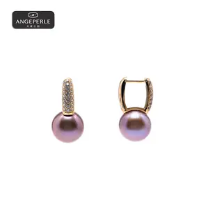 ANGEPERLE S925 Silver Edison Freshwater Pearl Earrings 12-13mm TSJ586