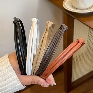 [Stylish Headbands] PU Leather Knotted Headbands | PU|1pcs| Leather | Retro/Simple Design | Face Wash, Makeup, or Casual Attire | Autumn & Winter for Women | Retro/Simple