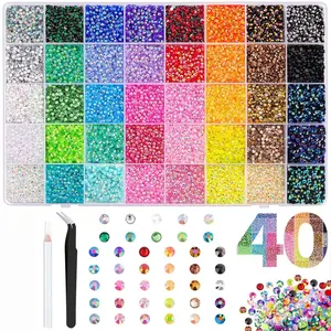 40000Pcs 40 Color Jelly Synthetic Rhinestones for Bedazzling, 3mm Multicolor Resin Flatback Synthetic Gems for Diamond Art, Bedazzler Kit for Crafting Book Shoes Nail Art